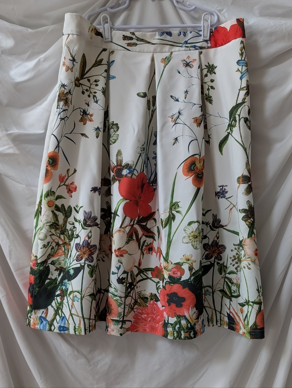 NY Collection White Circle Skirt with Floral Print